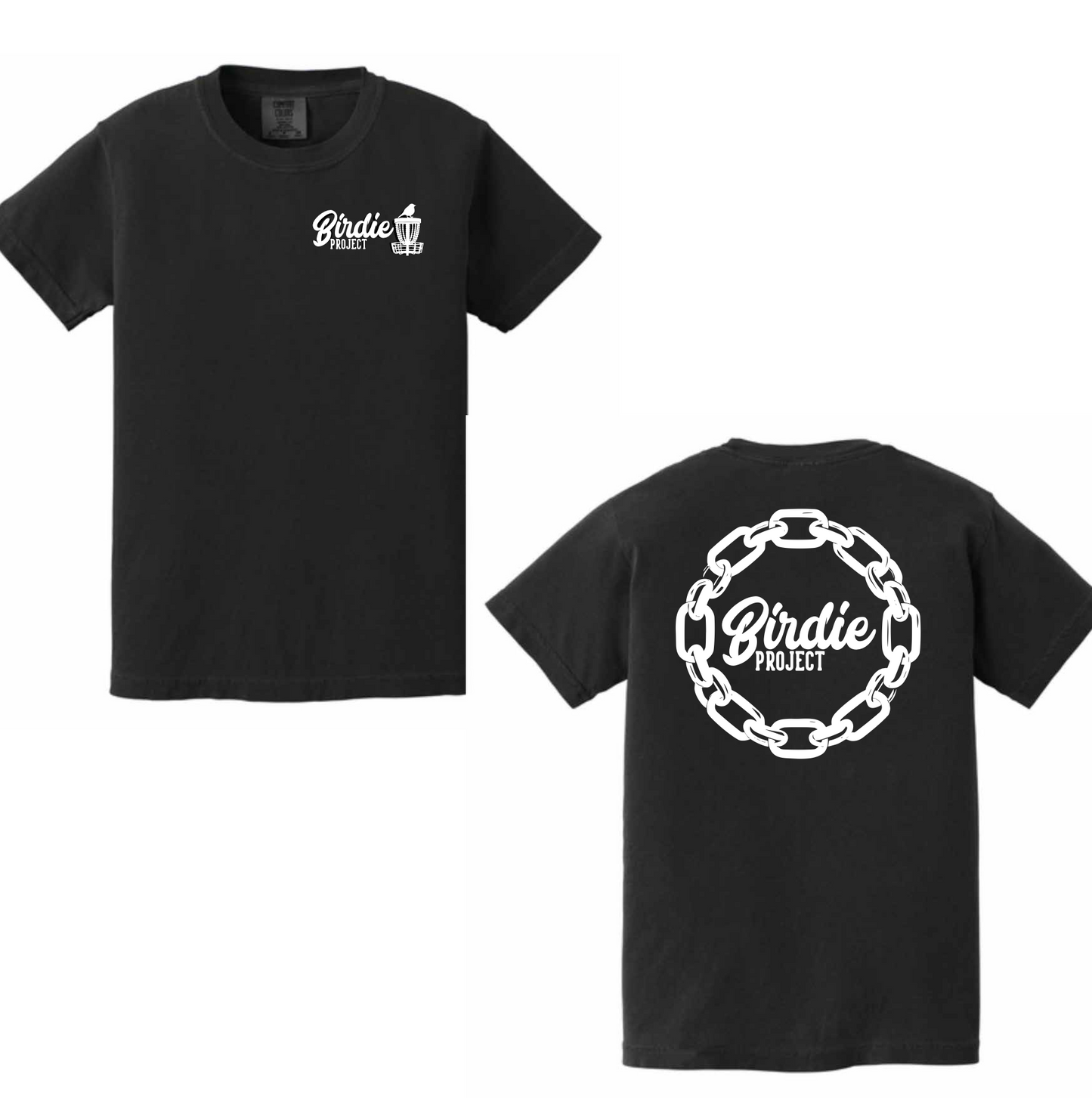 Chain Logo Tee – Black Youth Comfort Colors® (Standard + Bleach Dye Option)